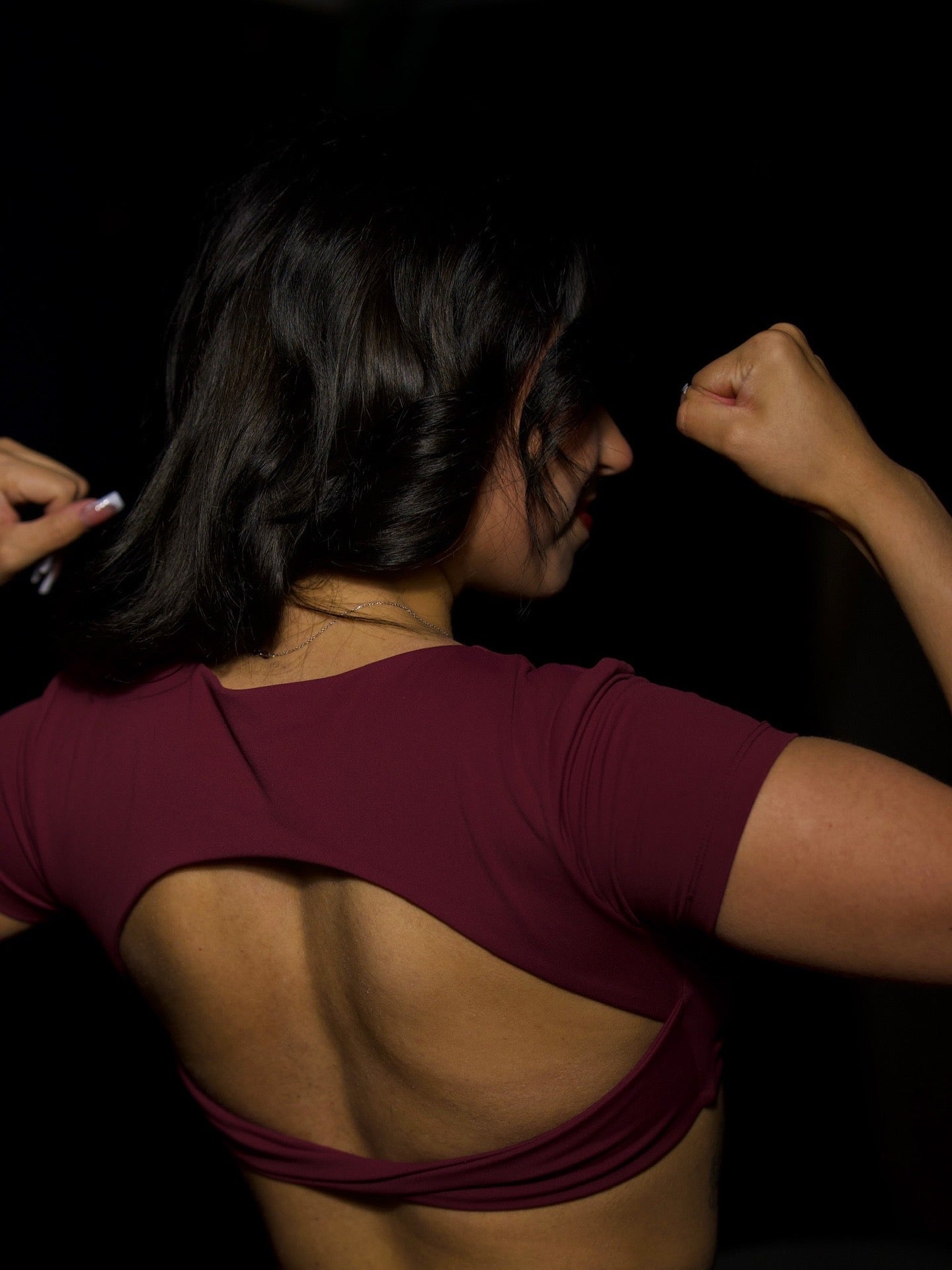 Velour Cross Open-Back Tee